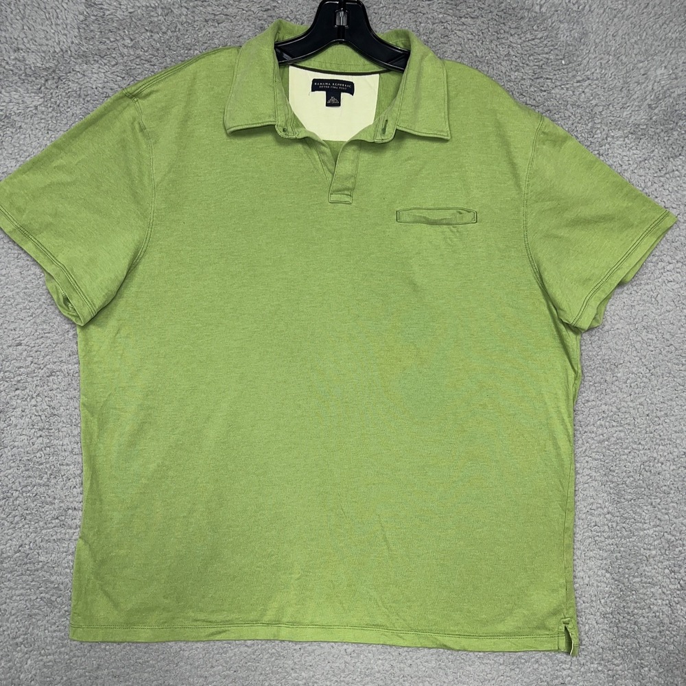 VTG Banana Republic Shirt Men's Size XL Green Fitted Pima Polo Pocket Sri Lanka